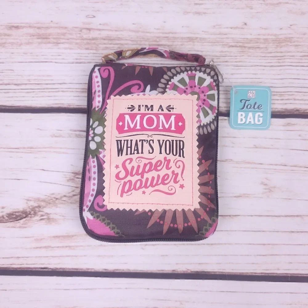 Mom Foldable Floral Print Tote Shopping Grocery Bag